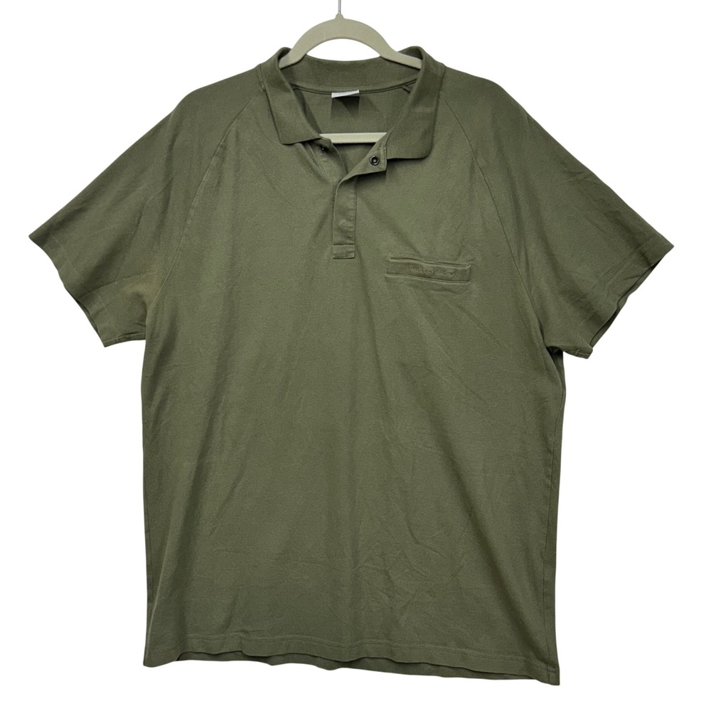 Outdoor Voices‎ Mens XL Olive Green Snap Placket Raglan Short Sleeve Polo Shirt